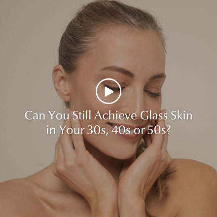 Close-up of glowing, hydrated skin after using a glass skin routine with hyaluronic acid, supporting anti-ageing and skin repair benefits.
