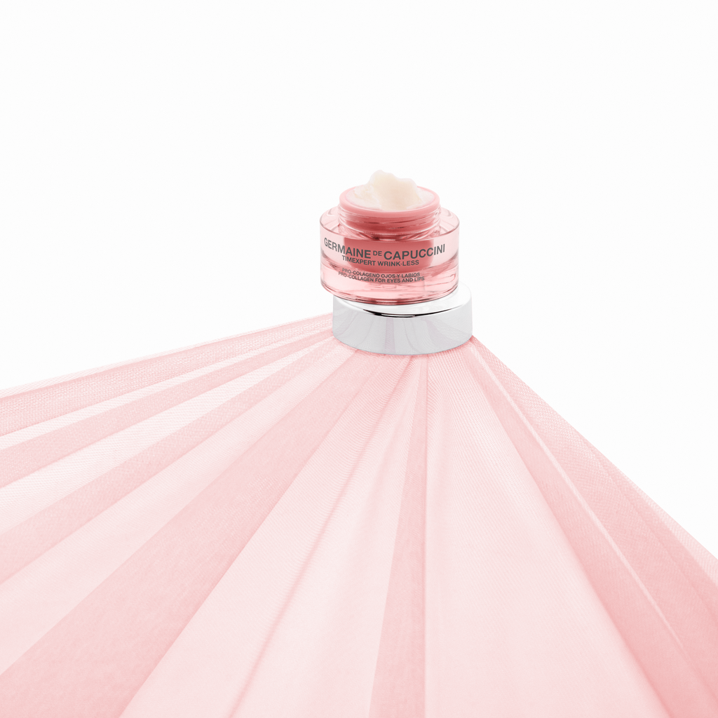 a small pink container on top against a white background